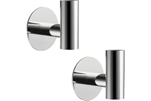 YUET 2 szt. Haczyki na ręczniki naklejki SUS 304 stal nierdzewna okrągły wieszak ścienny samoprzylepny wieszak na ubrania do kuchni i łazienki ręczniki ścienne szlafrok akcesoria (błyszczący srebrny)