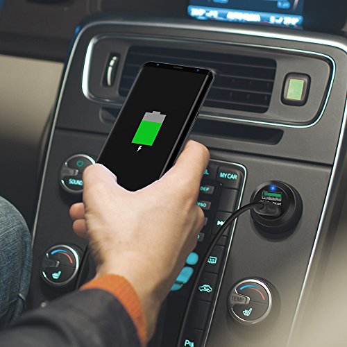 RAVPower Caricabatterie Auto Quick Charge 3.0 36W con 2 Porte - Include un Cavo Micro USB