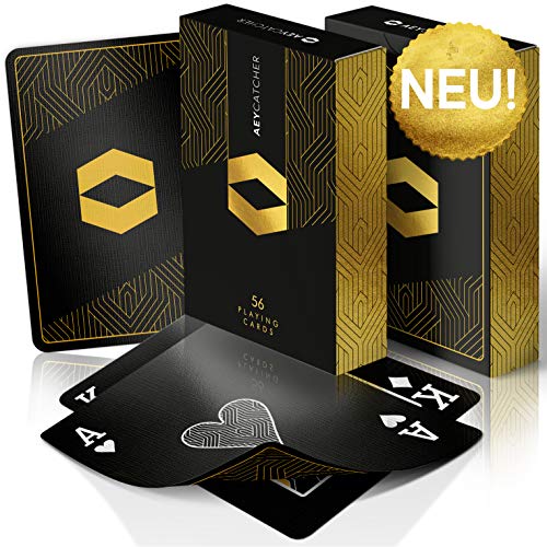 AEY Catcher® Zauber Karten Deck (Luxus Spielkarten) Designer Pokerkarten in Schwarz Gold (Cardistry Cards) 100% Perfektes Handling Dank B9 Slimline Stock (Perfekte Zaubertricks)