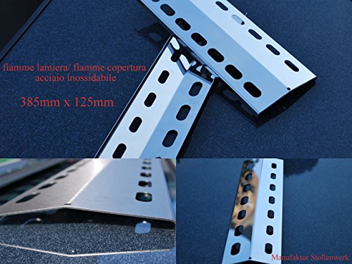 385mm x 125mm Edelstahl Flammenverteiler / Flammenabdeckung / Grillblech – super Ersatzteil für viele verschiedene Gasgrills (385-125-1) - 2