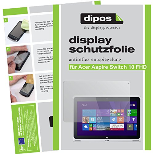 dipos Acer Aspire Switch 10 FHD Schutzfolie (2 Stück) – Antireflex Premium Folie matt - 2