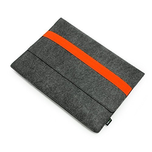 Lavievert Filz Laptoptasche , Handgefertigte Schutzhülle mit Orangem Elastischem Band für 15 Zoll MacBook Pro / Pro Retina (15 Zoll, Orange) - 3