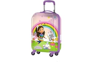 CORIEX Trolley Rigido Gabby´s Dollhouse Valigia da Viaggio per Bambini, Borsa da Viaggio Resistente in ABS con Manico Regolabile e 4 Ruote Multidirezionali,31 L,34.5x20x51 cm, Multicolor