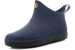 Rojeam Mens Rain Boots Waterproof Chelsea Booties Outdoor Gardening Shoes Ankle Rain Shoes