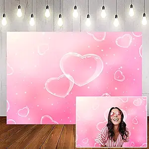 Avezano Pink Valentines Backdrop Early 2000s Photography Backdrop Birthday Party Pink Photo Backdrop Valentines Heart Stars Vinyl Photo Booth Background (7x5ft)