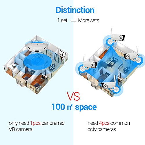 360 VR kamera,Masione 3.0M Panorama Wireless WIFI IP Kamera Audio Video WiFi HD Fish-eye Weitwinkel 10m IR Nachtsicht Bewegungserkennung CCTV Ãœberwachungs-Kameras System bis 128G GedÃ¤chtnis