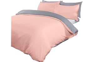 Brentfords - Set Copripiumino Reversibile, per Letto Singolo, Colore: Grigio Cipria