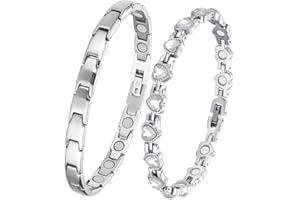 ‎VICMAG Vicmag Titanstahl-Magnetarmbänder für Damen mit ultrastarken Magneten, ordentliches und glitzerndes Design, Geschenkbox mit Anpassungswerkzeug, 2 Stück Silber + Silber