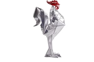 NENBOLEC Gallo Figura Decorativa Rooster Escultura Resina Estatua Plata Regalos 31cm
