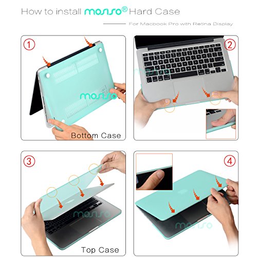 MOSISO MacBook Pro 15 Retina Hülle (NO CD-ROM Drive) – Ultra Slim Hochwertige Plastik Hartschale Tasche Schutzhülle Snap Case für MacBook Pro 15 Zoll with Retina Display (Model A1398), Pfau Grün - 7