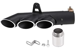 QIILU Terminale di scarico per moto a tre uscite Terminale di scarico universale adatto per YZF‑R6 Terminale di scarico universale Punta del silenziatoreTubo di scaricoMarmitta di