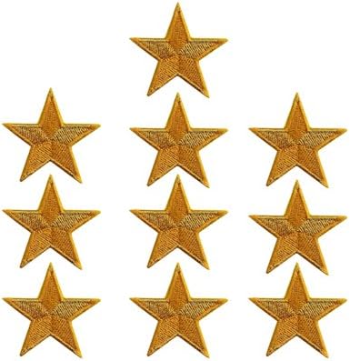 Set of 10 Yellow stars embroidered applique Sew Iron on Patch 1.57 x 1.57 inches