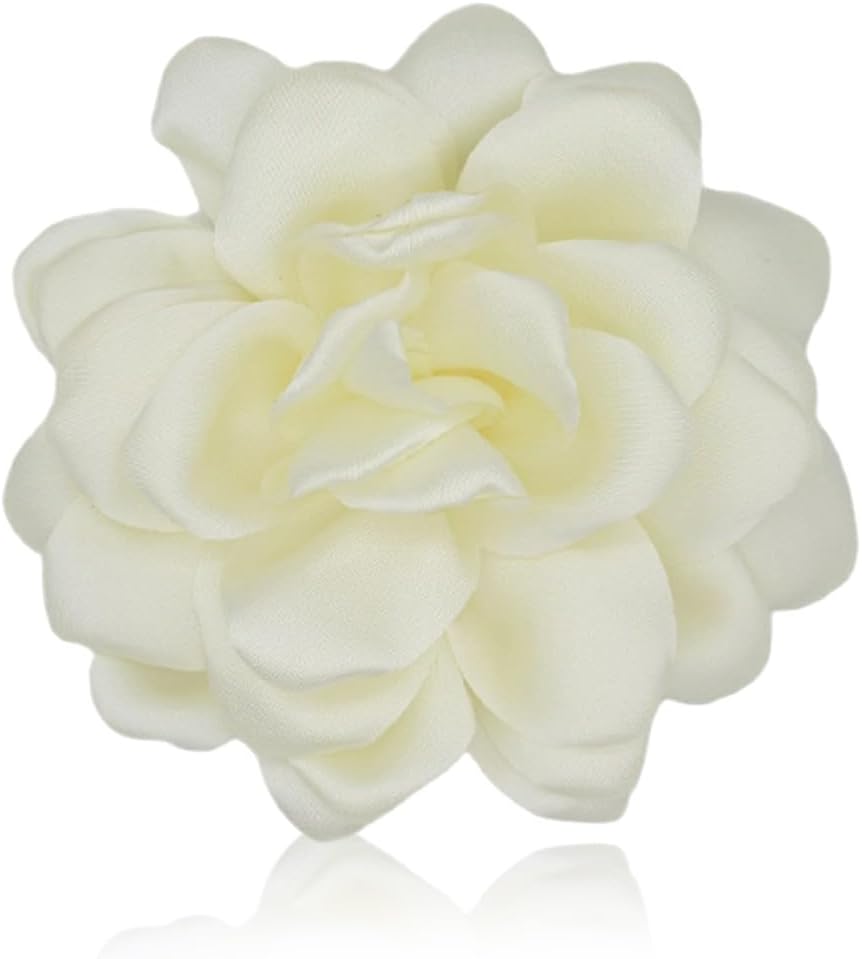 ZUWIJEQ Broches Para Ropa Mujer, Broche De Flor De Rosa,Flores Para Vestidos De Fiesta,Grande,Pinza Para El Pelo,Horquilla Con Flor,Elegante Broche De Solapa Floral Para Boda,Fiesta,Baile(Blanquecino)