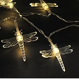Lightsgo 100 LED 10 m Guirlande lumineuse à énergie solaire avec libellule accessoire Parfait pour l'été et les vacances Décoration de jardin de printemps, les mariages, les fêtes en extérieur,