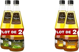 Maille Sauce Vinaigrette Basilic, Saveurs"faits maison" 1l - Lot de 2 & Sauce Vinaigrette Agrumes, Vinaigre de Vin Blanc, Jus de Citron, Mandarine et Zeste de Citron 1L - Lot de 2