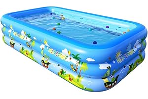 AUTOYSUR Inflatable Swimming Pool for Kids and Adults, Thickened Blow Up Family Swimming Kiddie Pool for Garden, Backyard, Family Summer Water Party (180 * 130 * 60cm-Animal)
