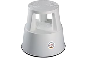 ‎WEDO WEDO Rollhocker STEP aus bruchfestem Kunststoff - rollbarer Elefantenfuß Tritthocker, TÜV GS-geprüft, Made in Germany, rutschfest - Höhe ca. 43 cm, Tragkraft 150 kg, Farbe Lichtgrau