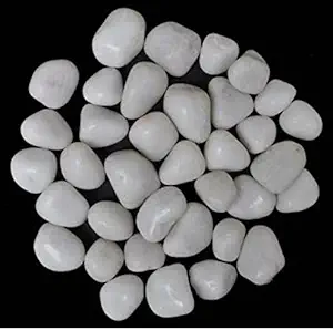Maalavya White Pebbles Medium Size Glossy Stones (10 KG) Decorative Item for Diwali