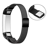 FUNKID für Fitbit Alta Smart Armbanduhr Milanaise Loop Edelstahl Armband Bands Ersatz (schwarz)