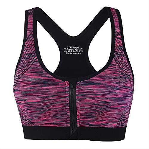 AHOOME Sujetador Deportivo Con Cremallera Delantera Sin Aros Para Mujer -2017