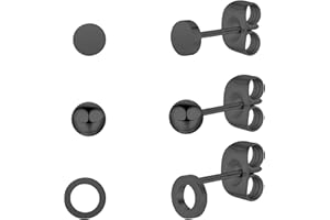 Artskin 3 Pairs Titanium Stud Earrings Set, Women Hypoallergenic Earrings Nickel Free Earrings for Sensitive Ears Classic Dainty Girls Earring Studs