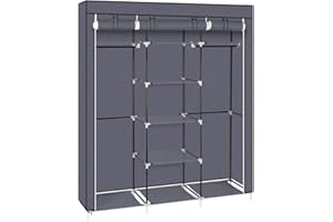 ALIGHTUP Kleiderschrank Schlafzimmer Aufbewahrungsschrank Ankleidezimmer Kleiderschrank Stoff Tragbarer Kleiderschrank für Schlafzimmer für Erwachsene Grau 5 Schichten 6 Würfel