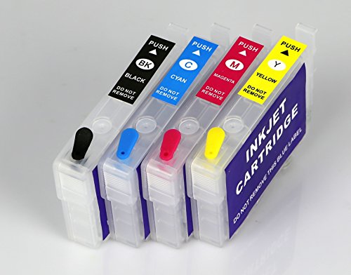 4 leere wiederbefüllbare Druckerpatronen CISS mit Auto Reset Chip für Epson WorkForce WF-3620 WF-3640 WF-7110 WF-7610 WF-7620