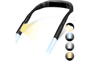 KALAHOL Neck Reading Light with 2 Side Light, Book Light for Reading in Bed at Night, 3 Colour Temperatures Rechargeable Neck Light, 80+ Hrs Runtime, Comfortable & Flexible, Gift for Birthday, Xmas