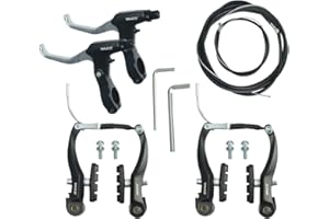 FOMTOR Bike Brakes Set, Complete Universal Brake Set, V Brakes for Bikes Linear Bicycle Brake Set, Front Rear Cables Kit Set Includes Callipers, Levers, Cables for Most MTB BMX Road Bike