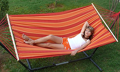 Haengematte Relax II 2000x1150 in orange Baumwolle Haenge Matte Garten Gartenausstattung von Jet-Line - 