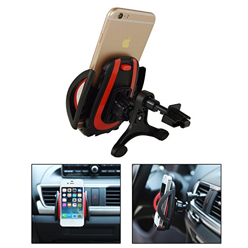 iVoler Support Auto Smartphone in metallo per il fessura di ventilazione con per agganciare, Porta Cellulare Supporto Auto Universale Air Vent Rotazione a 360Â° per iPhone X / 8 / 8 Plus / 7 / 7 Plus / 6(s) / 6(s) Plus / SE / 5s / 5, Samsung Galaxy S9 / S9+ / S8 / S8+ / S7 / S7 Edge / S6 / S5 / J5 / A5, Asus Zenfone 3 / 4, Huawei, Google Nexus, LG, Nokia, Blackberry, Xiaomi, Lenovo, HTC, ecc. (Nero/rosso)