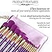 Qivange Makeup Brushes, Professional Vegan/Synthetic Makeup Brush Set Foundation Blush Eyeliner Eyeshadow Makeup Brush Kit + Cosmetic Bag, Purple with Gold (15 pcs)