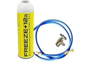 REPORSHOP - 1 Botella Gas Ecologico Refrigerante Freeze +12a 420Gr + Valvula + Manguera Organico Sustituto R12, R134A