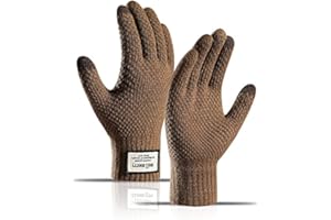 BSLVWG Winter Touch Screen Gloves Men Anti-Slip Thermal Gloves Knit Mens Gloves Thickened Elastic Windproof Cuff Warm Fluff Lining for Driving Running Sport Typing