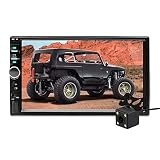 【Pantalla táctil HD de 7 pulgadas】Después de insertar la tarjeta USB / AUX / TF, puede reproducir el audio y el video. Y admite la ojeada de imágenes (JPEG y otros formatos). Y en la configuración, puede elegir idiomas, luces de fondo de los botones, etc.