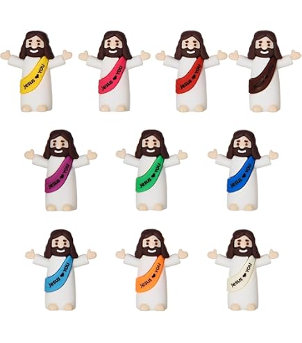 24 Mini Statuette Gesù In 6 Colori – Piccole Figure Gesù Per Decorazioni Pasquali, Riempimento Uova Pasqua, Regalo Catechismo