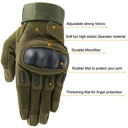 OMGAI Männer Voller Finger Militärische Taktische Handschuhe Des Harten Knöchel Mit Klettverschluss Für Airsoft Armee Paintball Motorrad Outdoor Sport Schwarz L - 2