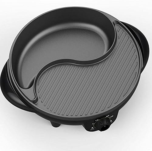 G&amp;Z Smokeless Korean Hot-pot Design Multi-function Electric Oven BBQ Non-stick Pan Adjustable Temperature Easy Clean 1600W Black