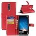 Produktbild AVIDET Huawei Mate 10 Lite Hülle - Hochwertiges PU Ledertasche im Bookstyle with Kickstand Card Holder für Huawei Mate 10 Lite (Rot)