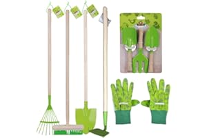 Esschert Kit 7 Outils Jardinier Enfants - Vert - Plastique, Aluminium, Acier allié - GARDEN_TOOL_SET