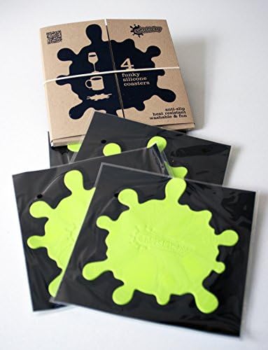 Set of 4 Funky GREEN Anti Slip Silicone Coasters