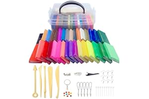 Xrten Pâte Polymère, 32 Couleurs Pâte À Modeler Non Toxique DIY Pâte Craft Kit Outils de Modélisation, L'accessoire