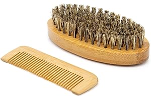 Aiweijia Boar Bristle Hair Beard Shaving Brushes for Men,2Pcs Beards and Mustaches Grooming Set,Tame and Soften Facial Hair for Mustache and Beard Grooming and Styling