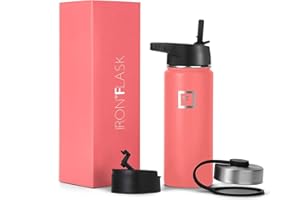 IRON °FLASK Edelstahl Trinkflasche mit Strohhalm - 650/950/1200/1800 ml - Kohlensäure Geeignet Auslaufsicher Doppelwandig Isoliert Thermosflasche BPA-Freie - Wasserflasche Sport Gym Fitness Reisen Kinder