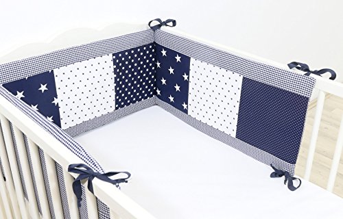 BEBILINO ® Nestchen Bettnestchen & Bettumrandung ALLE GRÖSSEN für Babybetten BLAUE STERNE