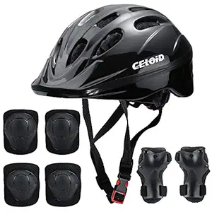 CELOID Kids Skateboard Helmet and Pads,Adjustable Toddler Bike Helmet Knee & Elbow Wrist Guards 3-8yrs Kids Protective Gear Set for Girls Boys Cycling Bike Roller Skating Scooter Rollerblade Sports