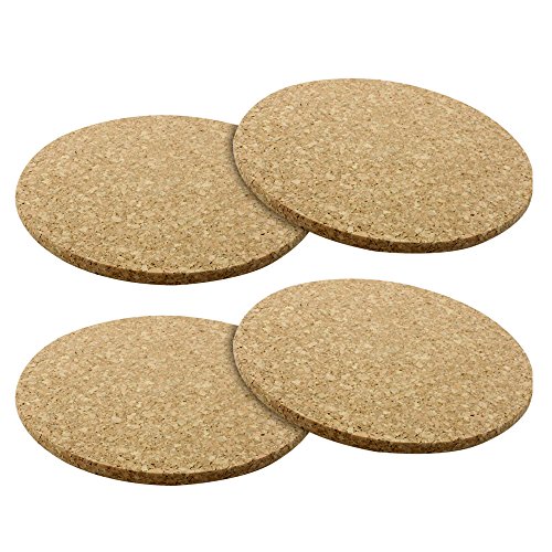 COM-FOUR® 4x Topf - Korkuntersetzer rund, Ø 19,5 x 1 cm, hitzebeständig, sehr gute Qualität