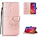 Produktbild FNBK Xiaomi Mi 6X Hülle Leder Rosegold Löwenzahn Blumen Handyhülle Holster Leder Flip Wallet Cover Tasche Stand Case Card Slot Magnetverschluß Kratzfestes Schutzhülle