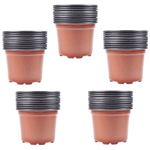 Whonline 50 Stück Plastik Blumentopf Pflanzgefäß und 50 Stück Weiße Etiketten - 3