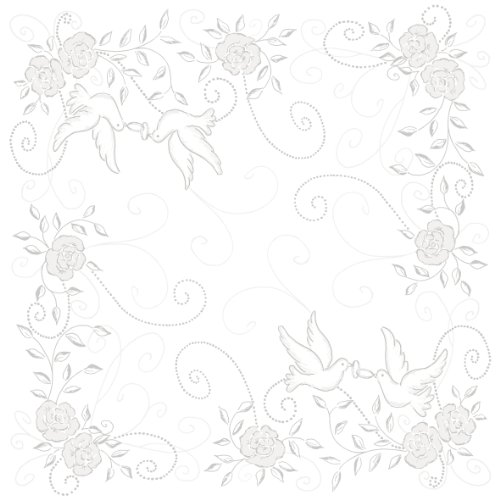 50 Servietten, stoffähnlich, Airlaid 1/4-Falz 40 cm x 40 cm „Hochzeit“ Hellgrau Silber Tauben Verlobung … - 2
